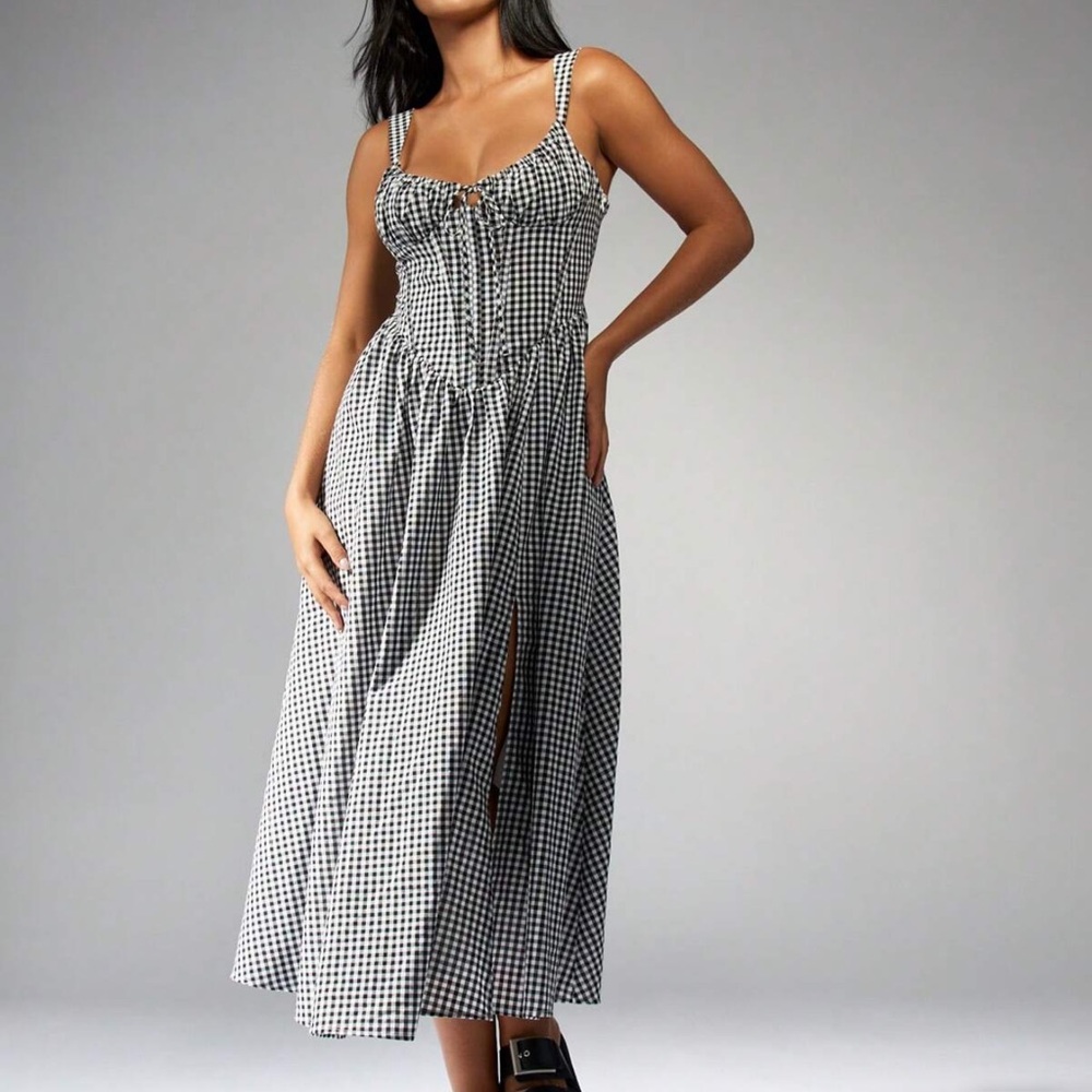 Missguided Black and White Midi Sundress with Spaghetti Straps